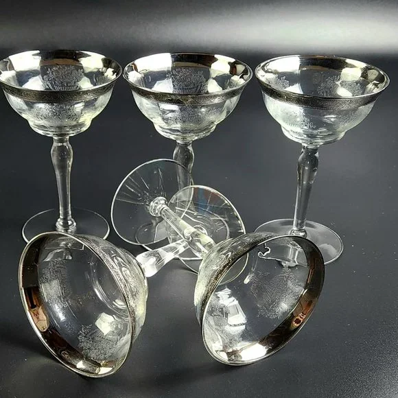 Vintage Champagne/Tall Sherbet Athens Diana Clear -TIFFIN FRANCISCAN -5